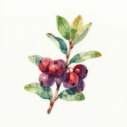 lingonberry plant watercolor drawing