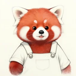 Anthropomorphic red panda in 1960 clothes, Disney animation art style sketch