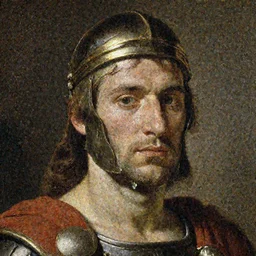 Gladiator, muscular, detailed face, correct face, painting by Gaston Bussiere, Craig Mullins