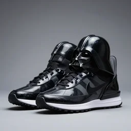 product still of Darth Vader signature Nikes, 85mm f1.8