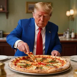 trump making a pizza, long shot, cinematography by wes anderson, 4 k octane render, intricate detail, photorealistic, cinematic lighting, artstation
