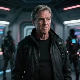 george bush in a blade runner 2 0 4 9 movie scene, moody, scene, cinematic, cyberpunk