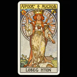 realistic geoffrey hinton in a crown on a tarot card, tarot in art style by alphonse mucha
