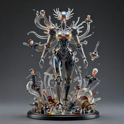 full shot, cyborg cyber slick slick, 1 / 6 scale, glass blowing : by michal karcz, daniel merriam, victo ngai and guillermo del toro : ornate, dynamic, particulate, intricate, elegant, highly detailed, centered, artstation, smooth, sharp focus, octane render