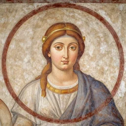 antique portrait fresco of goddess guiot, the goddess of fertility