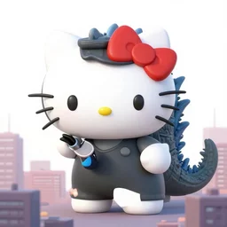 kitty - godzilla destroying a city