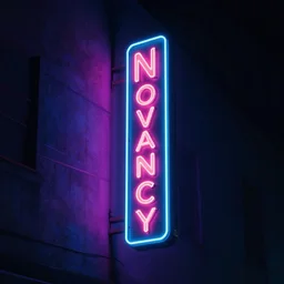 a no vacancy neon sign on the side of a building, cyberpunk art by elsa bleda, unsplash, postminimalism, glowing neon, neon, retrowave