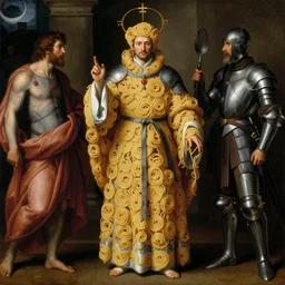 full body image of a catholic priest wearing spagetthi fractals, spagetthi armor, ancient spaghetti warrior, highly detailed, by giuseppe arcimboldo and ambrosius benson, renaissance, romanticism, intricate and intense oil paint, a touch of beksinski, realistic