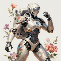 a warrior robot astronaut, floral! horizon zero dawn machine, posing for a fight intricate, elegant, highly detailed, digital painting, artstation, concept art, smooth, sharp focus, illustration, art by artgerm and greg rutkowski and alphonse mucha, 8 k