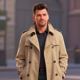 hyperrealistic rick astley wearing trench coat by pixar, octane render, rtx on, unreal engine 5