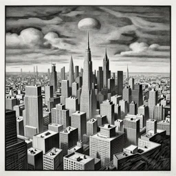 view of alien city by mcdonald's escher, 4 k,