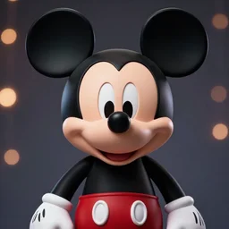A high-quality studio portrait of a grim, threatening-looking Mickey Mouse; bokeh, 90mm, f/1.4