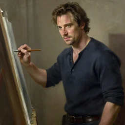 herry cavill, attractive male, painting by jean giraud