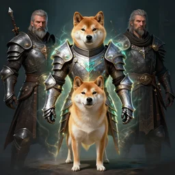 skyrim daedric armor, realistic anthropomorphic shiba inu, fantasy, daedric armor glowing aura, by donato giancola and greg rutkowski and wayne barlow and zdzisław beksinski, realistic face, visible face, digital art, artstation, symmetry