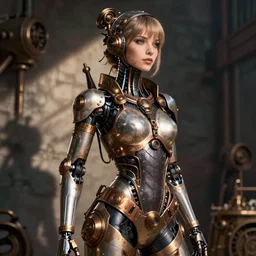 image of beautyful female android steampunk by jim lee,