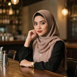 a muslim woman at bar