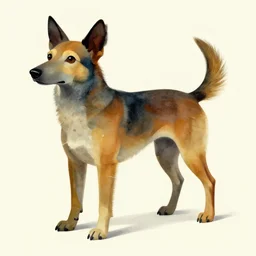 abstract dog, four legs, two ears, fluffy tail, dali, surrealism