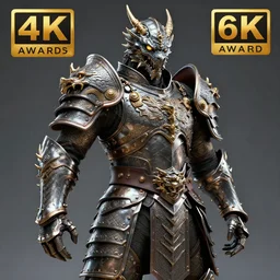warrior with metal dragon themed armour, highly detailed, 4 k, hdr, award - winning, octane render, artstation