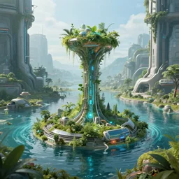 hyperrealistic artwork sustentability scifi water resgenerative technologies to disruptive creation sci cyberpunk natur! photography futures