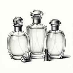 dot artby benday, 1 8 th century perfume bottles, ink painting on paper