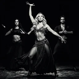 margot robbie as a bollywood dancer by guy denning, fintan magee and jeremiah kenter mystic high contrast, monochromatic, noir