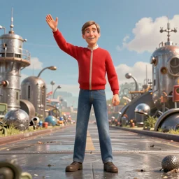 wide shot of mr. rogers in the twisted metal video game, render, 8k, unreal engine