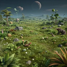 alien planet : landscape : flora and fauna : aleksandr pronin!!! | humble : 3 d render : octane render : ue 5 : 3 d graphic : android jones