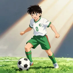 still of an anime about the Algerian football team in the style of captain tsubasa