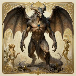 a detailed full body portrait of robert englund as a gargoyle, by greg rutkowski and justin gerard, digital art, monstrous, art nouveau, baroque style, realistic painting, very detailed, fantasy, dnd, character design, trending on artstation