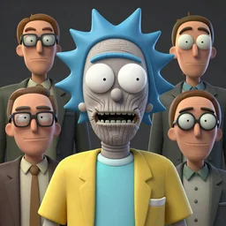 apocalyptic rick sanchez portrait with twisted ribbed face by rutkowsky and charles vess and james jean and erik jones and rhads, baroque, 3 d octane render, beautiful fine face features, intricate high details, sharp, ultradetailed