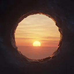 intergalactic hole a planet with a sunset in the background by thomas kinkaid, no man's sky screenshot