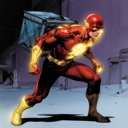 the flash, working as a delivery man, art in the style of alex ross