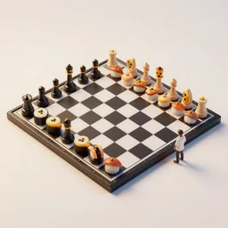 tiny sushi nuclear chess set, trending on artstation cgsociety