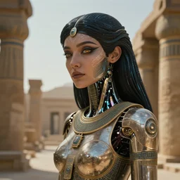android girl in egyptian ruins, ultra realistic, mysterious, cyborg body, atmosphere, glow, detailed, intricate, beautiful face, cinematic lighting, trending on artstation, 4 k, focused, extreme details, cinematic, masterpiece, by akihito tsukushi