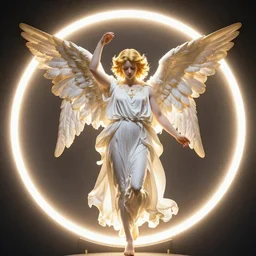 Angel in the universe, surrounded by a light circle, glowing, high saturation, cinematic light effect, realistic, adding detail, by Wlop，rococo style, high definition