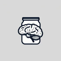 minimalistic logo of brain on jar, award winning