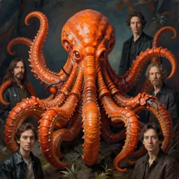 dominating zoological portrait of orange cthulhu by kuldar leement and ruan jia and brad rigney and micha karcz and brad rigney