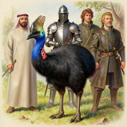 Portrait of a Cassowary Cassowary Knight Knight giotto Greg Rutkowski ismail inceoglu tom bagshaw winslow homer charlie bowater sam spratt illustrated colored pencil unreal engine render