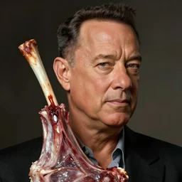 a portrait of tom hanks as a lamb shank, hyper detailed, digital art, artstation, cinematic lighting, studio quality, smooth render, by artgerm, greg rutkowski, boris vallejo, craig mullins