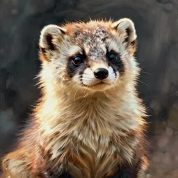 portrait of a furry weasel fursona, by xu beihong