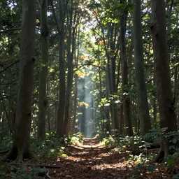 a daylight scene in the forest