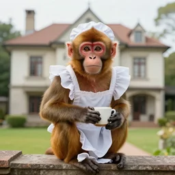 servant monkey in a mansion