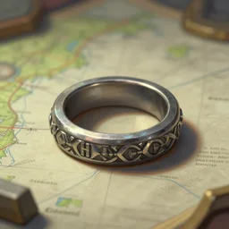 simple ring on map table close up, deep focus, intricate, highly detailed, digital painting, artstation, concept art, matte, sharp focus, illustration, hearthstone, art by artgerm and greg rutkowski