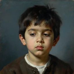 a beautiful dramatic portrait of a 2 5 years old spaced out tripping indian stoner boy, head only, by by greg rutkowski, by anthony van dyck, by theodore gericault, oil on canvas, rococo color palette, trending on artstation, masterpiece, cold lighting, detailed, 8 k