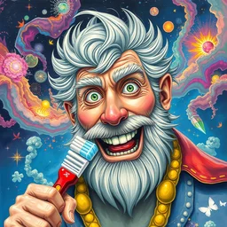 elon musk man of the toothbrush, extremely detailed fantasy painting, colorful, children's book cover!