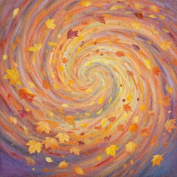 highly detailed pastel colors painting of a whirlwind of autumn leaves, by hsiao - ron cheng, smooth composition, fine patterns and detail