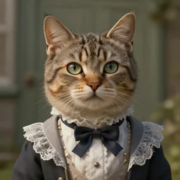 victorian cat, 8 k, unreal engine, trending on artstation, style of mark ryden