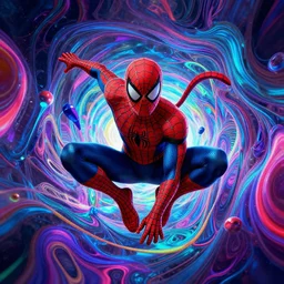 spider - man in the 5 th dimension, acid trip visuals, scarlet spider - man, trippy, lsd, 5 th dimensional warp, amazing spider - man, dmt art