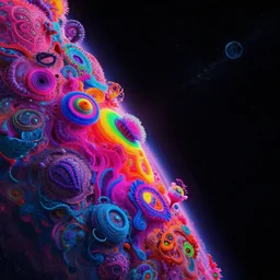 mysterious edge of interstellar space, synthwave, bright neon colors, highly detailed, cinematic, tim white, philippe druillet, roger dean, ernst haeckel, lisa frank, vladimir kush, michael whelan, kubrick, kimura, isono