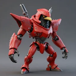 red kon - dam with beetle pincers for a chin gunpla spiked and studded droid helmet, artistically anthropomorphic black bird head. cloaked hood down, dynamic pose. science fiction, portrait by donato giancola and greg rutkowski and wayne barlow. rendered in 3 0 0 0 cycles. top all time r / imaginarycyberpunk.